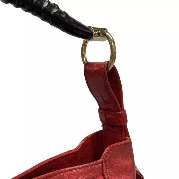 Auth YvesSaintLaurent rivegauche (YSL) Mombasa 130157 Red Leather Handbag - Picture 7 of 16